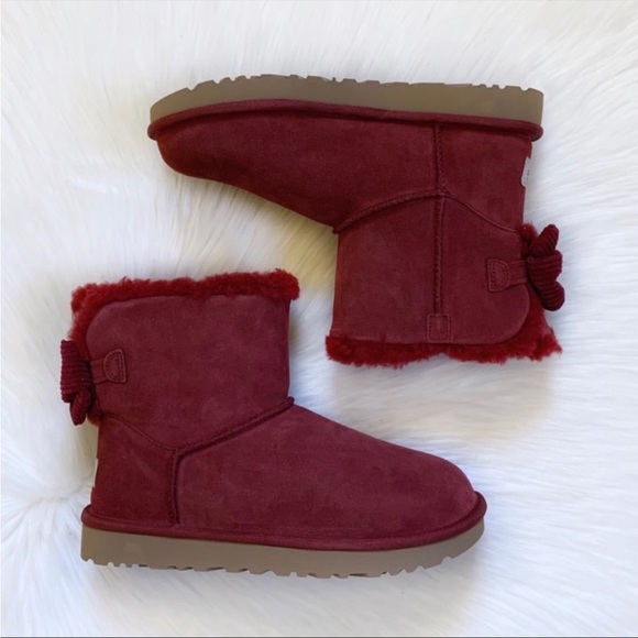 UGG Women’s Mini Bailey Corduroy Bow Kiss Suede Boots - Picture 6 of 8